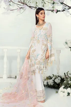 Chiffon Dress with Embroidery in White Color #J6114