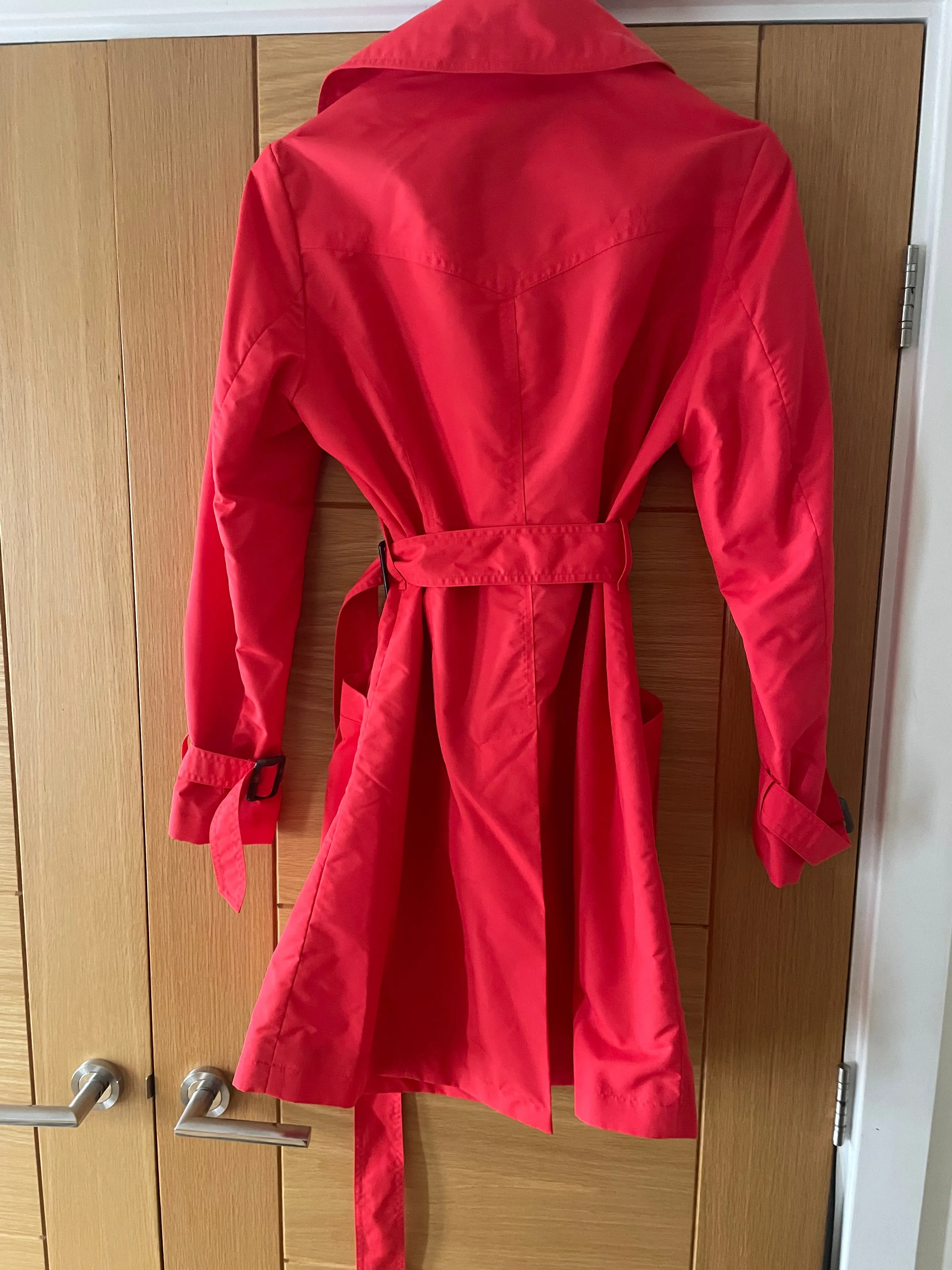 Coral Belted Fully Lined Mac - Size 12