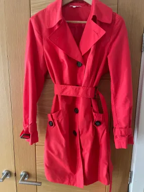 Coral Belted Fully Lined Mac - Size 12