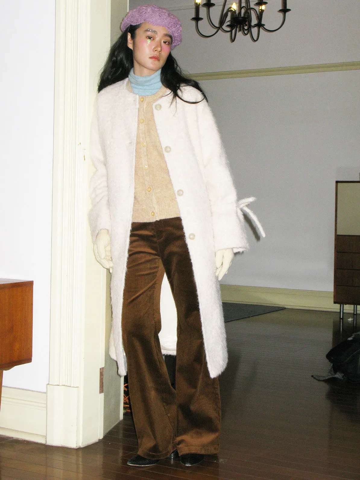 Corduroy Plain Loose Casual Simple Flare-Pants