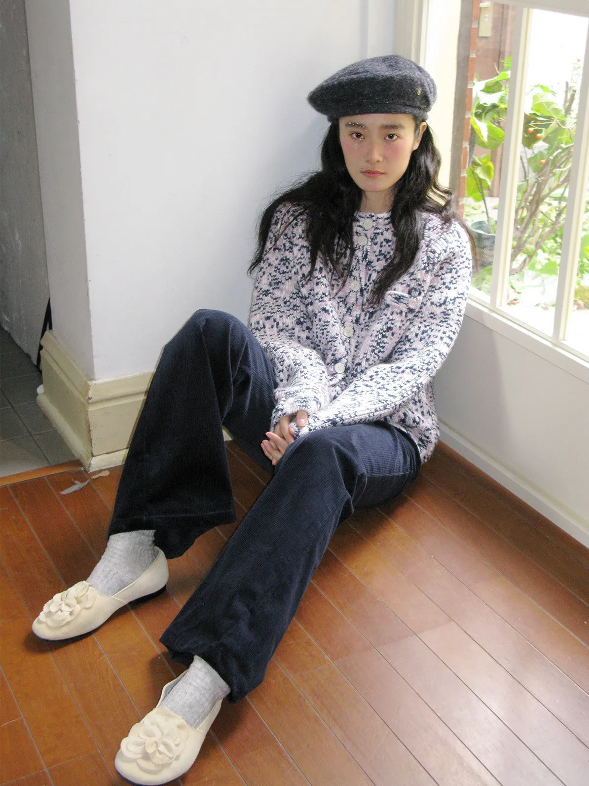 Corduroy Plain Loose Casual Simple Flare-Pants