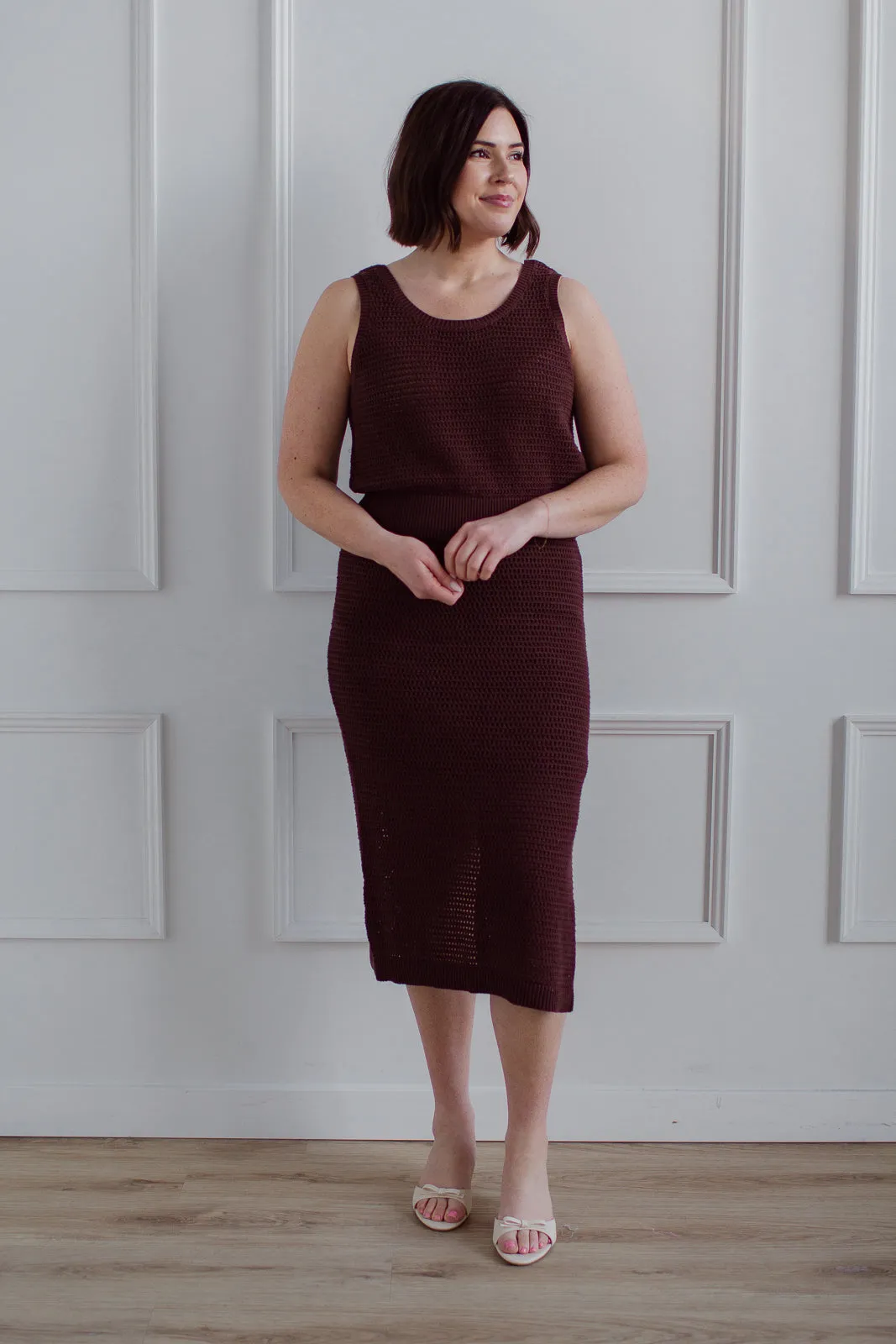 Crochet Knit Skirt - Sepia