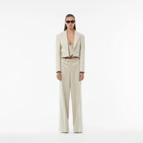 CROPPED TUXEDO LEATHER JACKET IN MOONBEAM