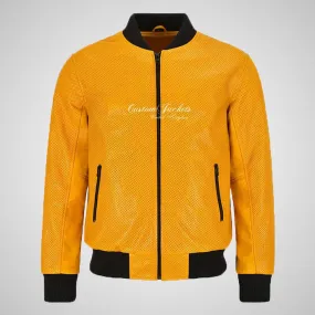 DIMA Perforated Leather Bomber Jacket For Mens Soft Leather