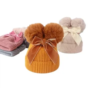 Double Pom Pom Knit Hat