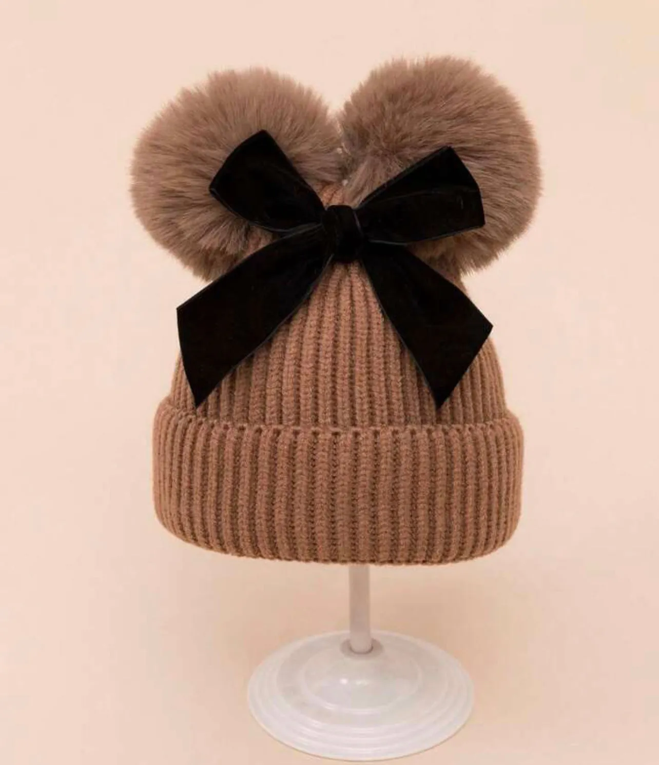 Double Pom Pom Knit Hat