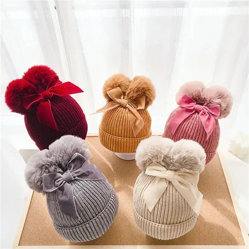 Double Pom Pom Knit Hat