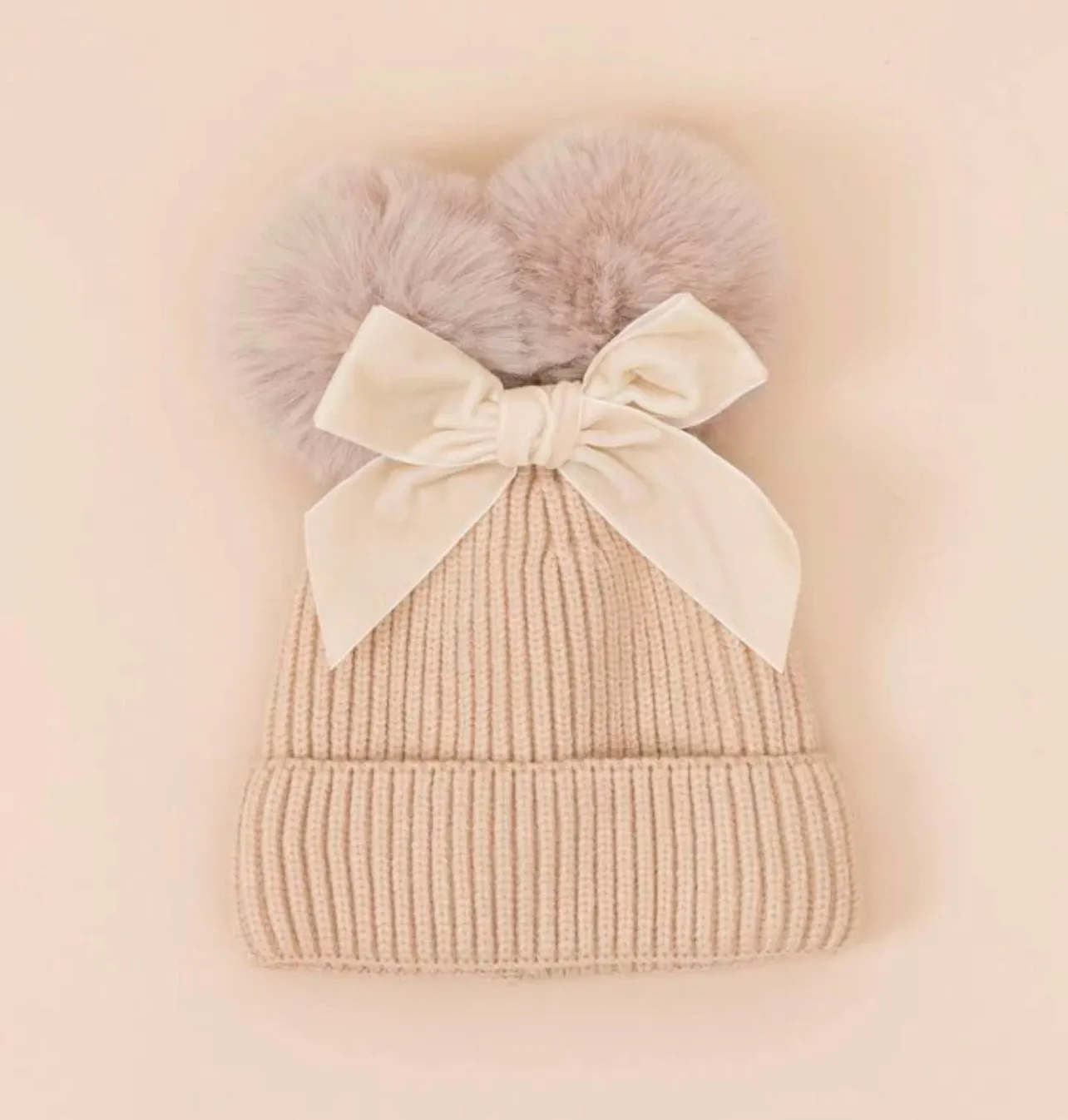 Double Pom Pom Knit Hat