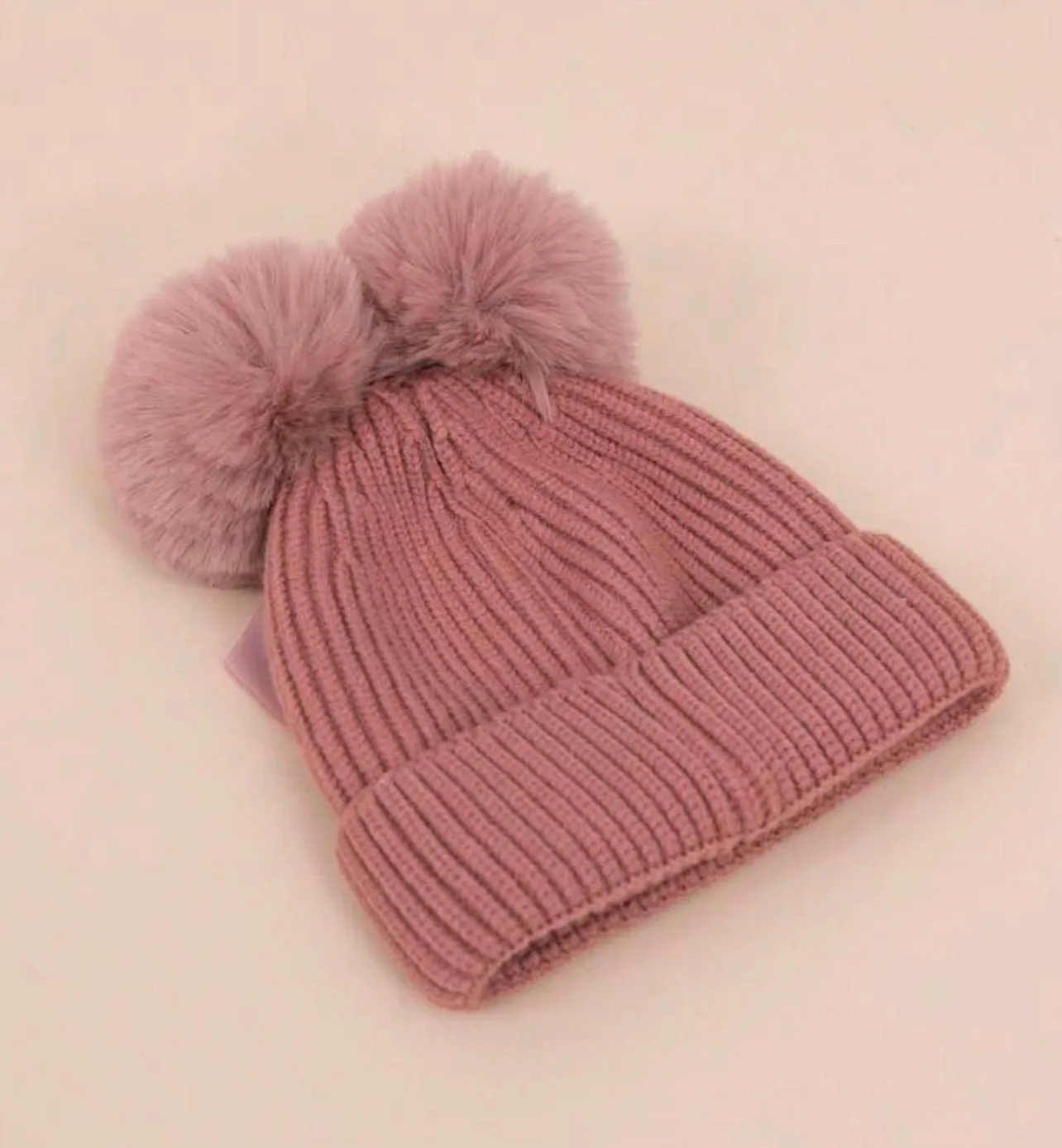 Double Pom Pom Knit Hat