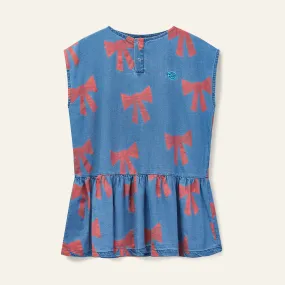 dress jumper ruffle with bow - twill denim