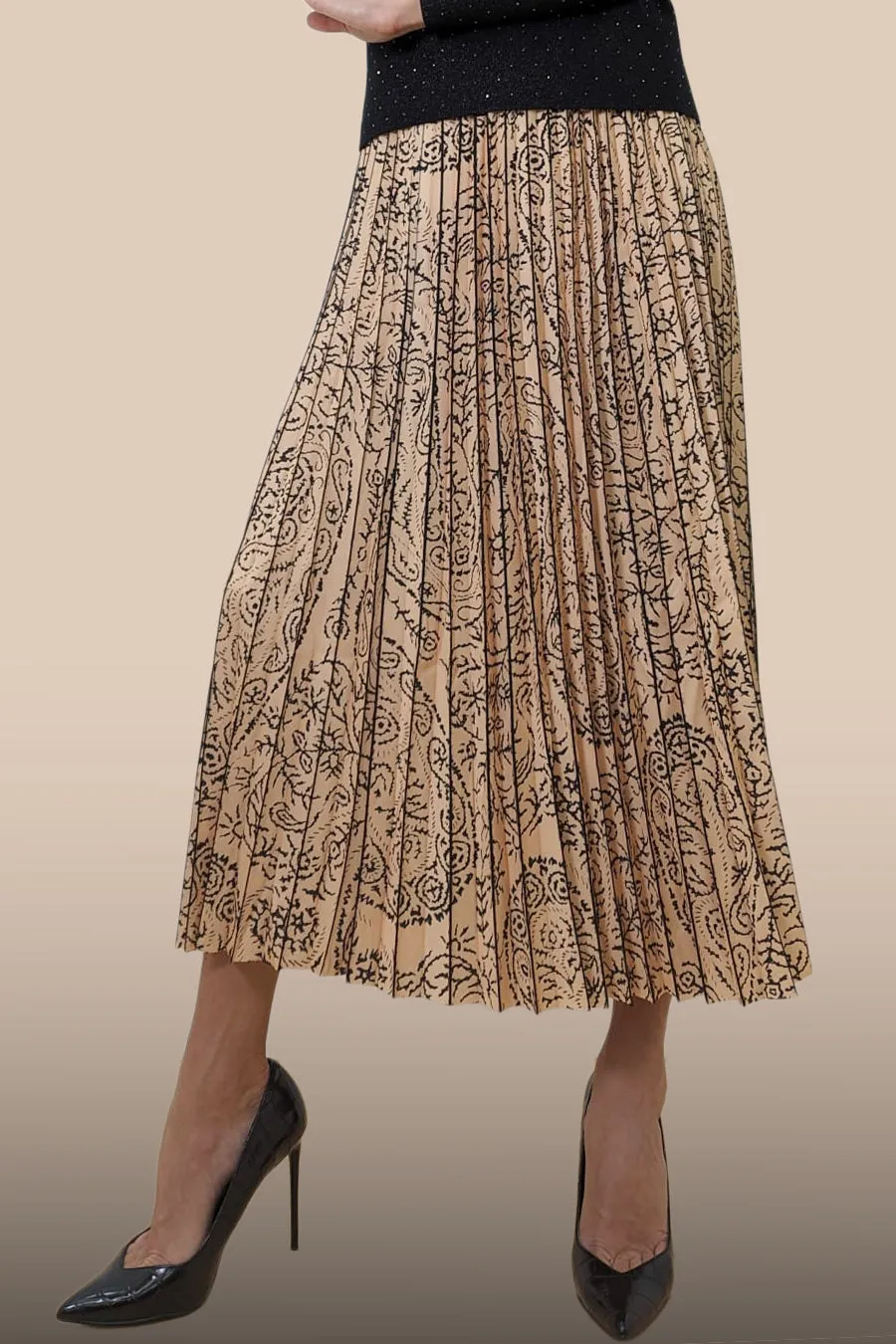 E71019 FLORAL PLEATED SKIRT