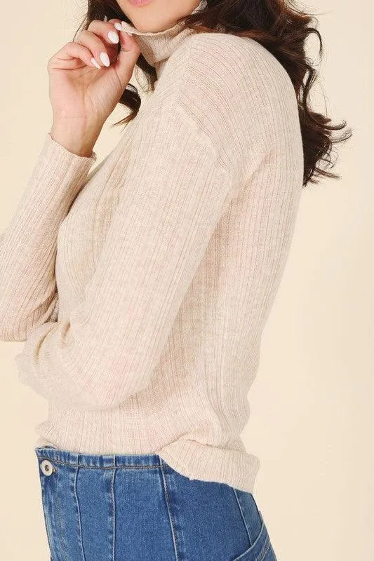 Easy Street Wool Blended Mock Neck Sweater
