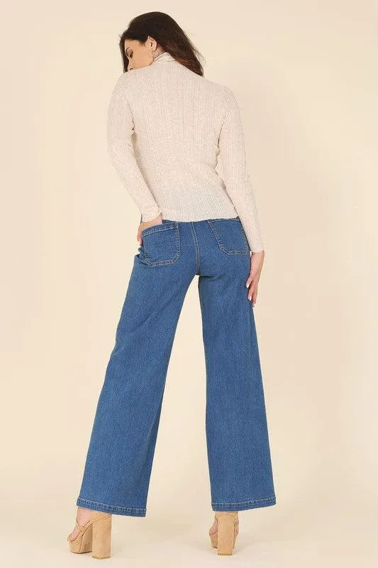 Easy Street Wool Blended Mock Neck Sweater