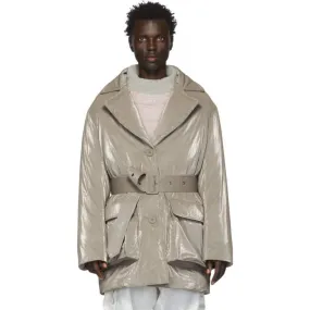 Eckhaus Latta Grey Down Tailored Puffer Coat
