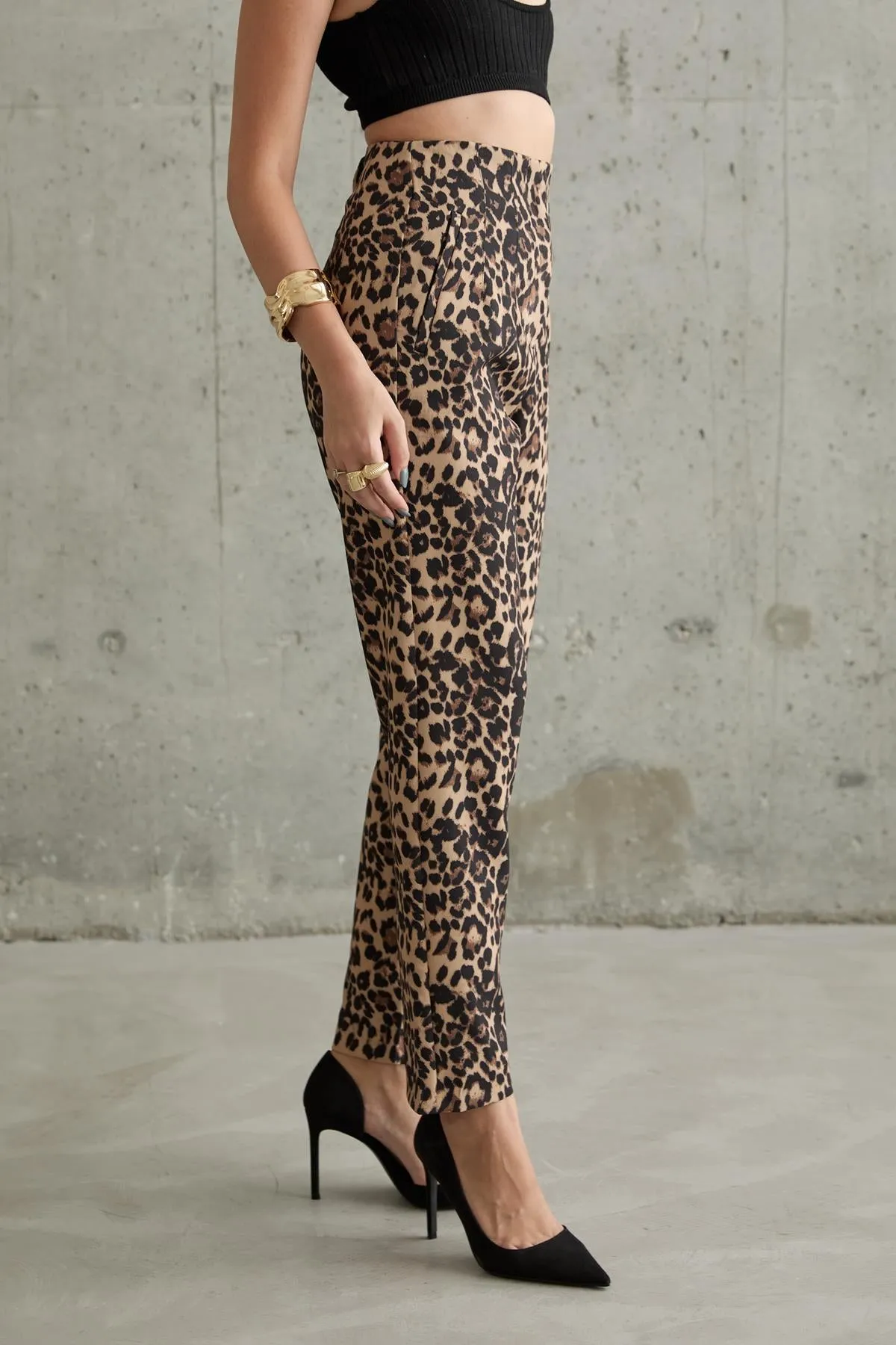 ELS Patterned Fabric Pants - Leopard - Hoofddorp