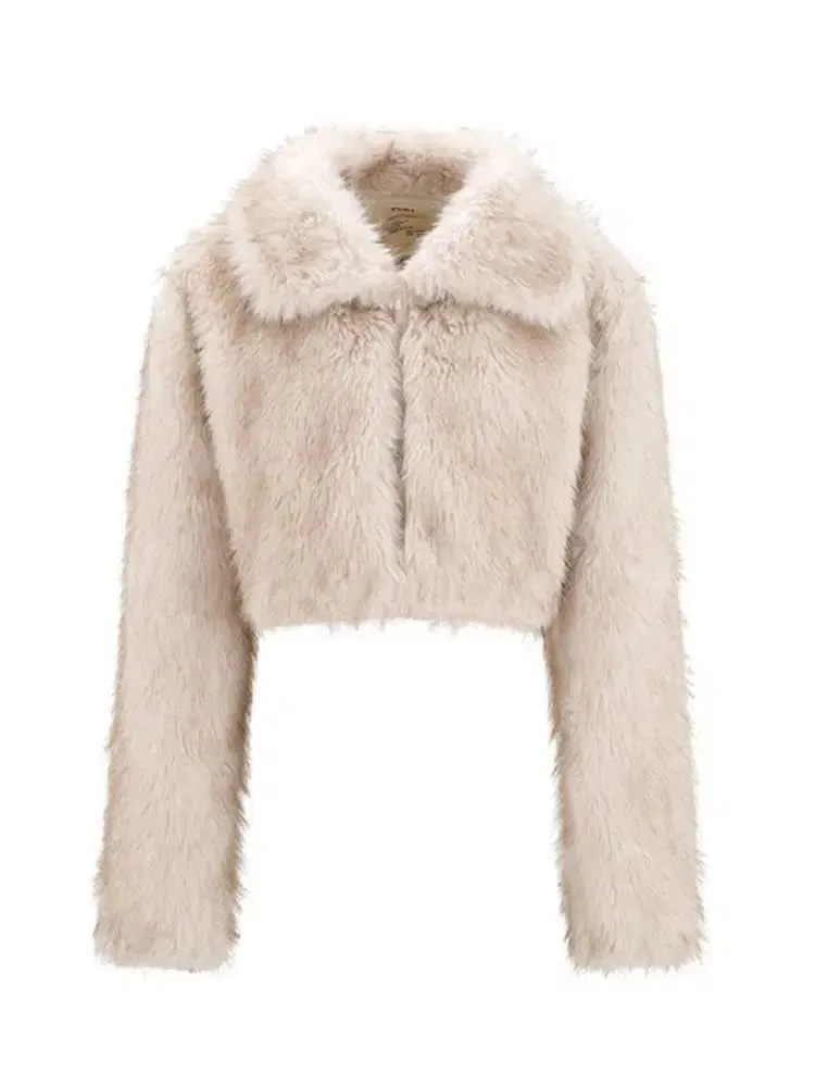 Faux Fur Winter Woven Short Jackets For Women