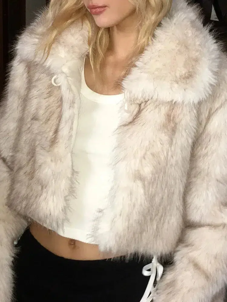 Faux Fur Winter Woven Short Jackets For Women