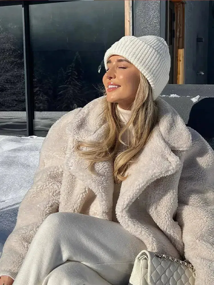 Faux Fur Winter Woven Short Jackets For Women