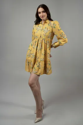 Floral Collar Midi Shirt Dress
