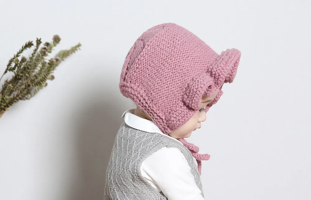 Florie Raspberry Knit Bonnet