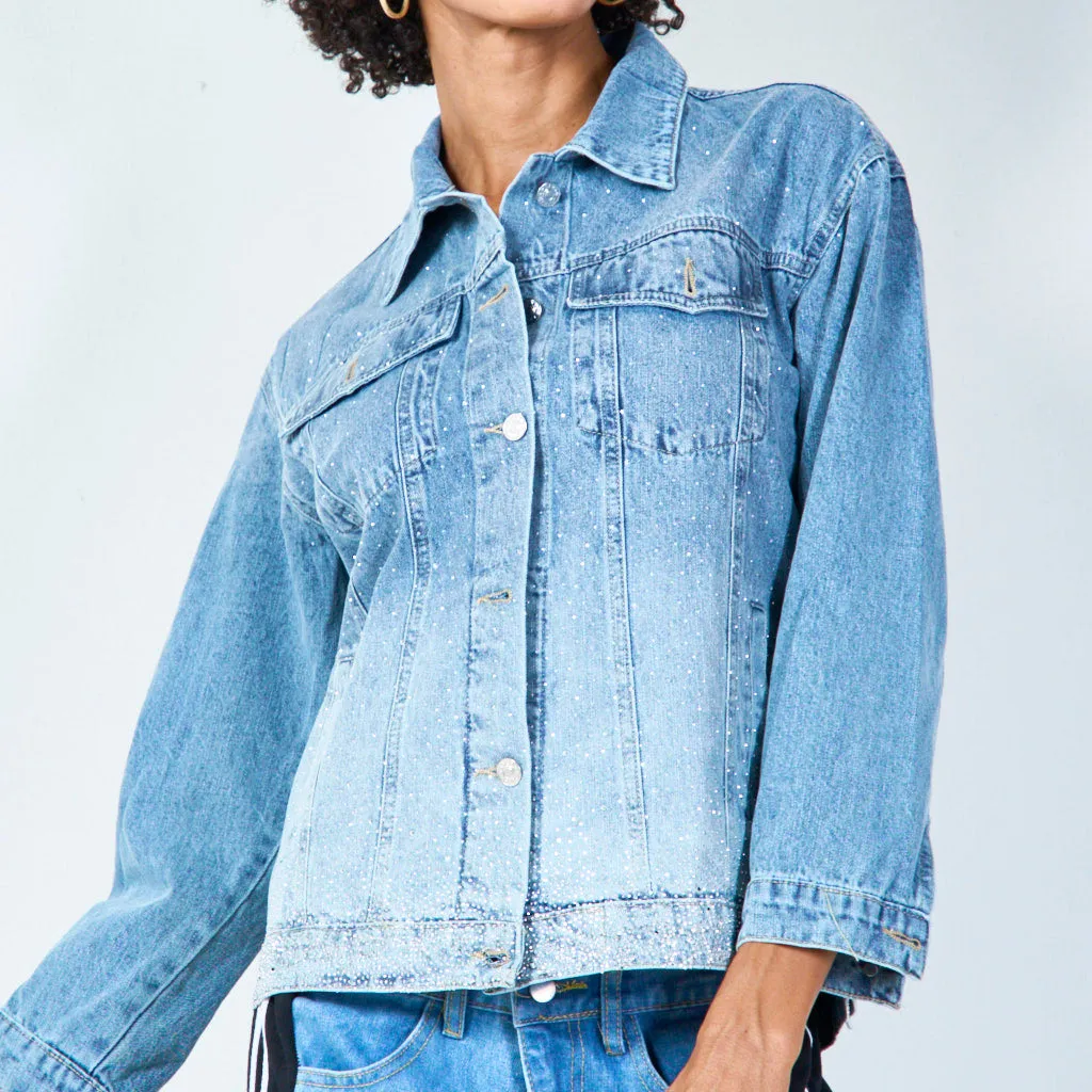 Glitter-hem denim jacket wholesale