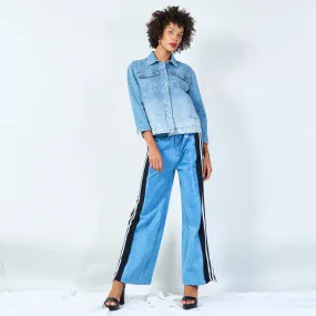Glitter-hem denim jacket wholesale
