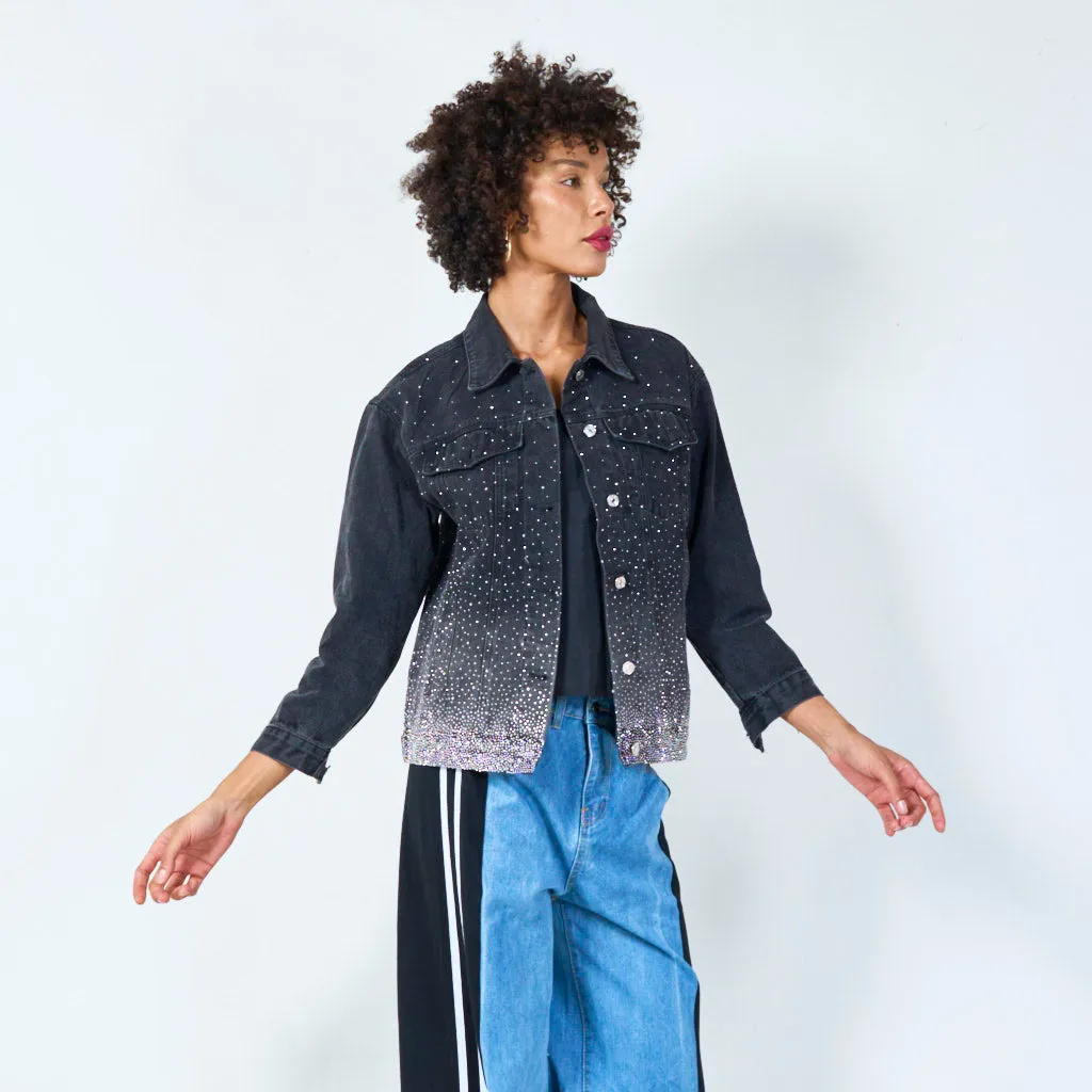Glitter-hem denim jacket wholesale