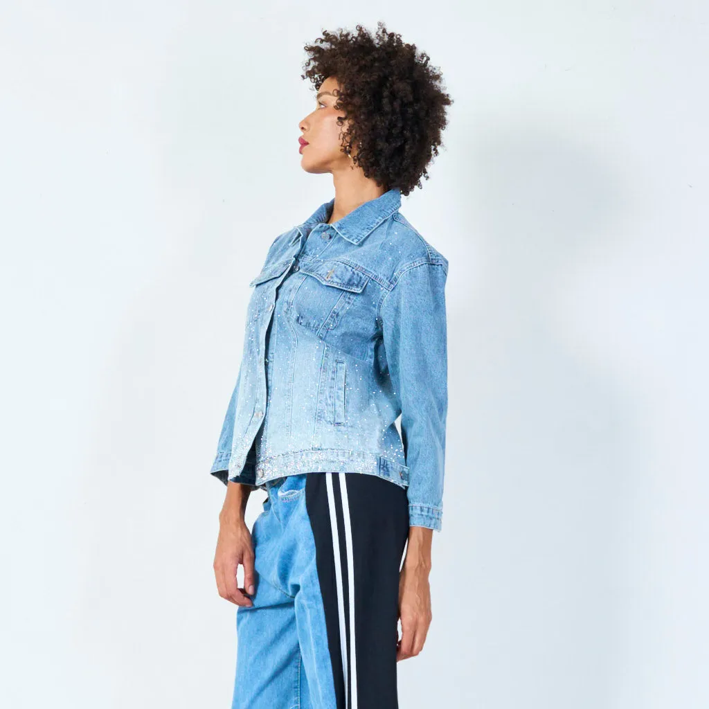 Glitter-hem denim jacket wholesale