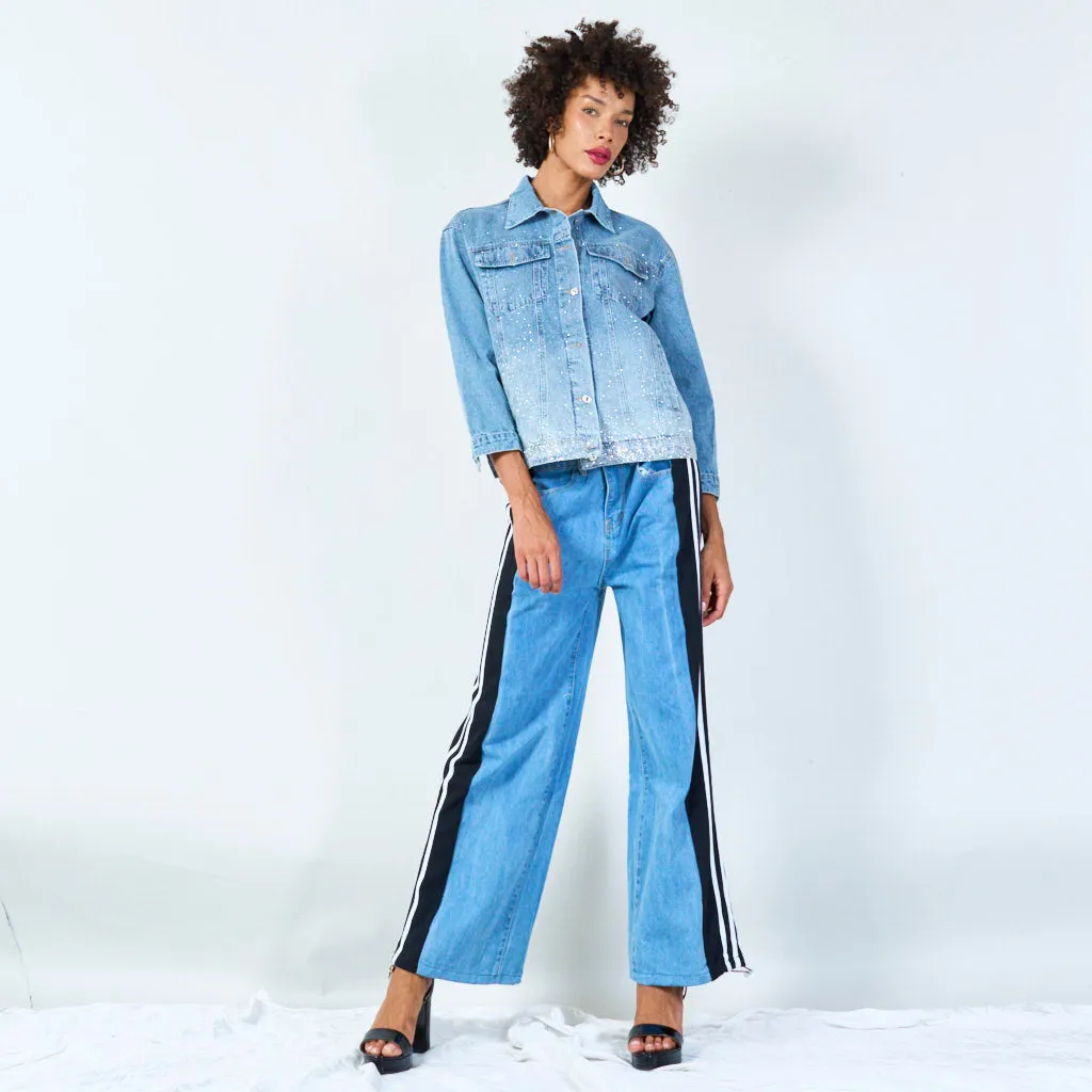 Glitter-hem denim jacket wholesale
