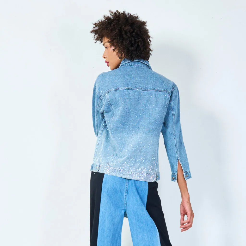 Glitter-hem denim jacket wholesale