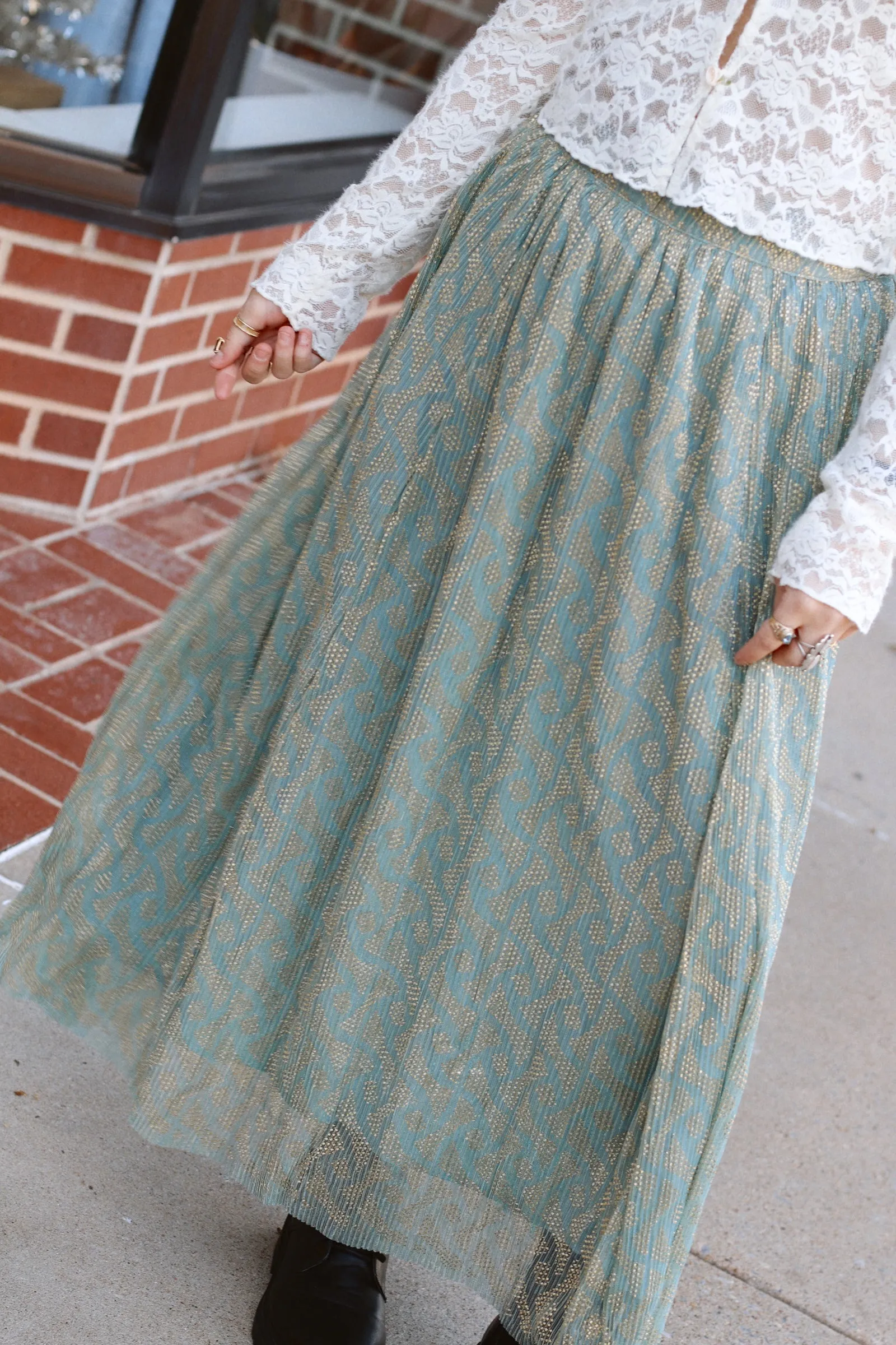 Goldie Flowy Midi Skirt  Sky