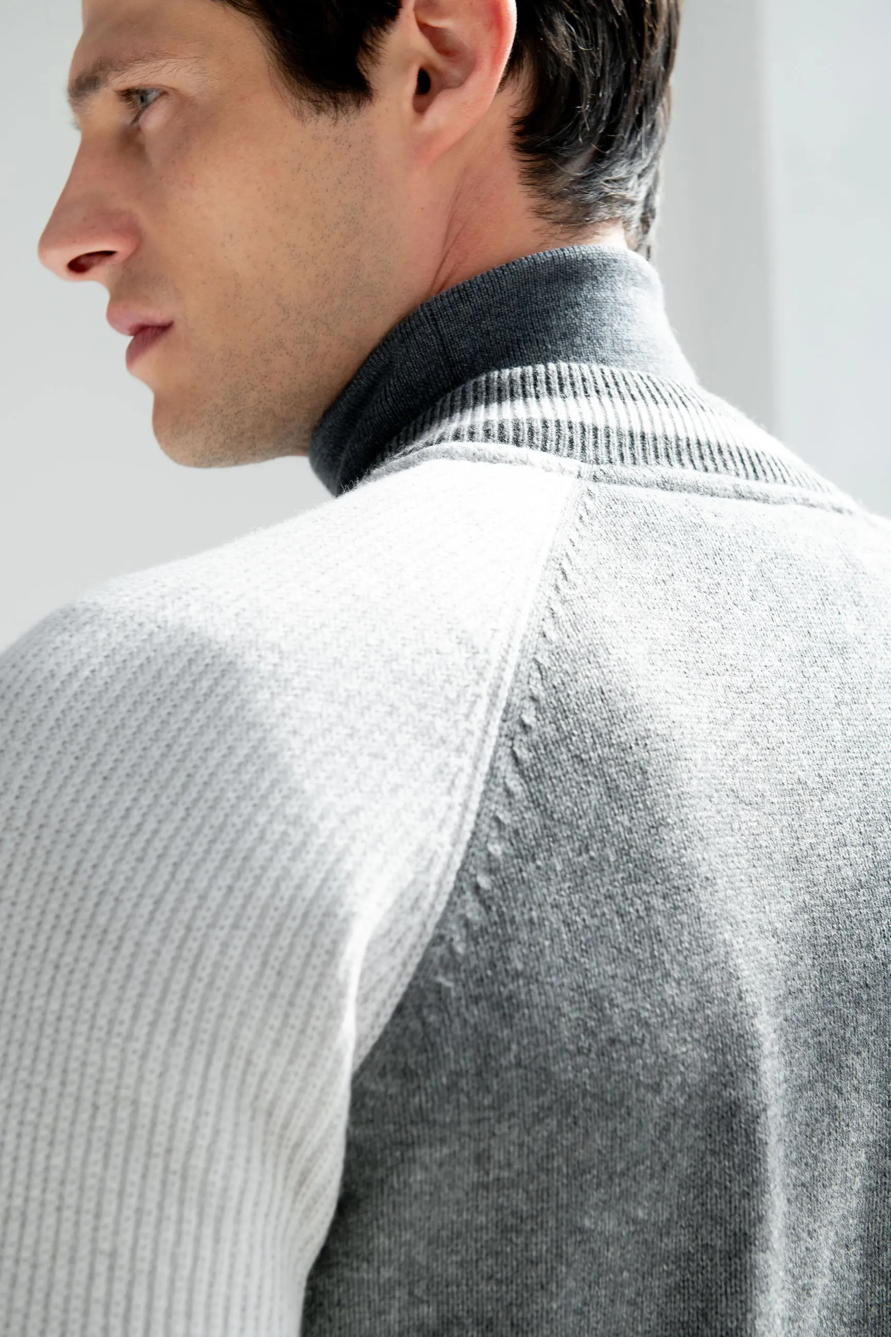 Grey knitted college bomber - Made in Italy