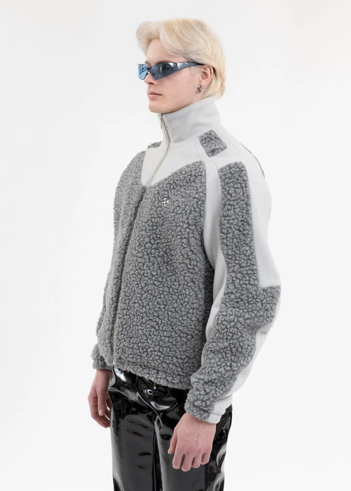GREY TWO-TONE FLEECE JACKET