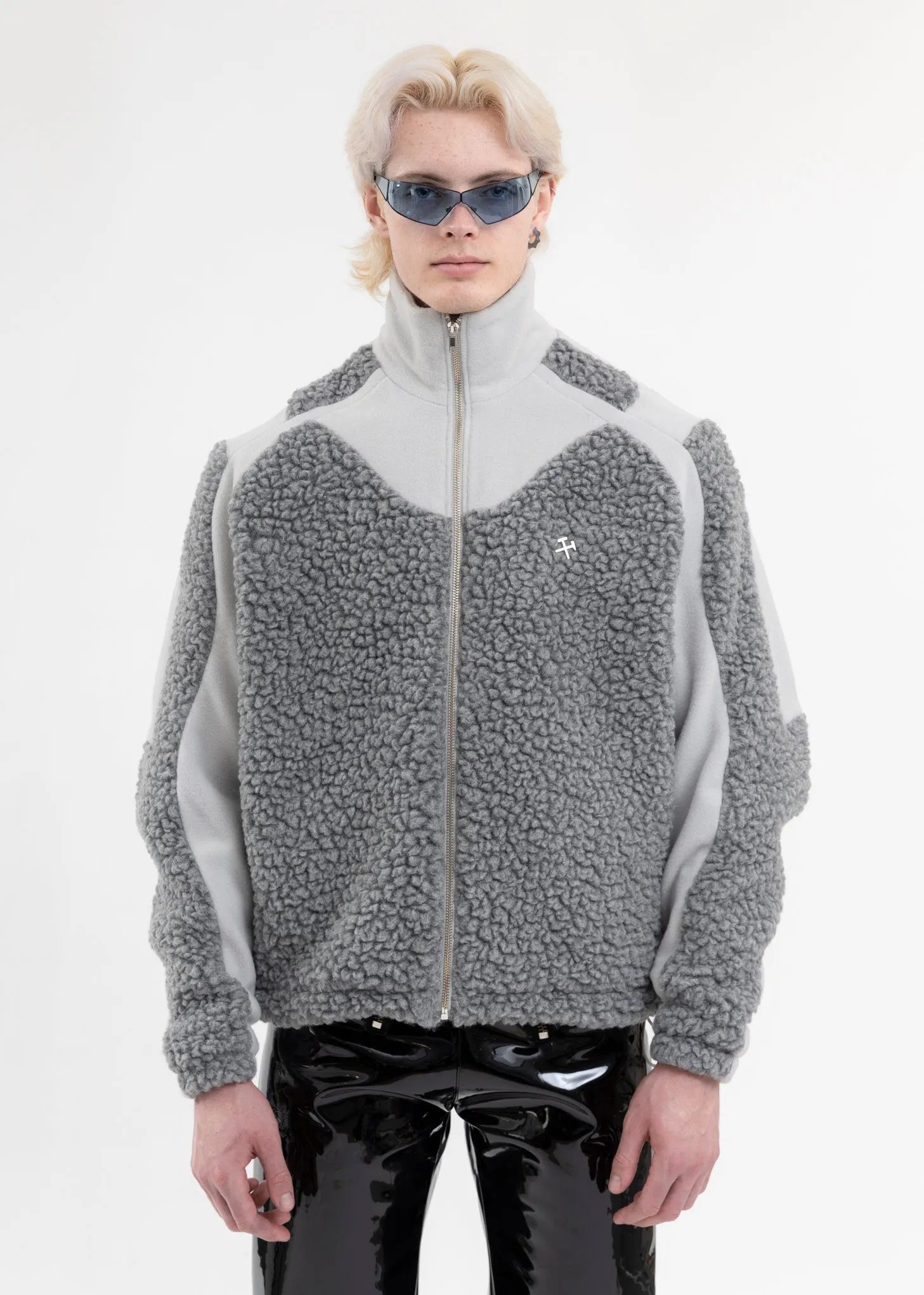 GREY TWO-TONE FLEECE JACKET