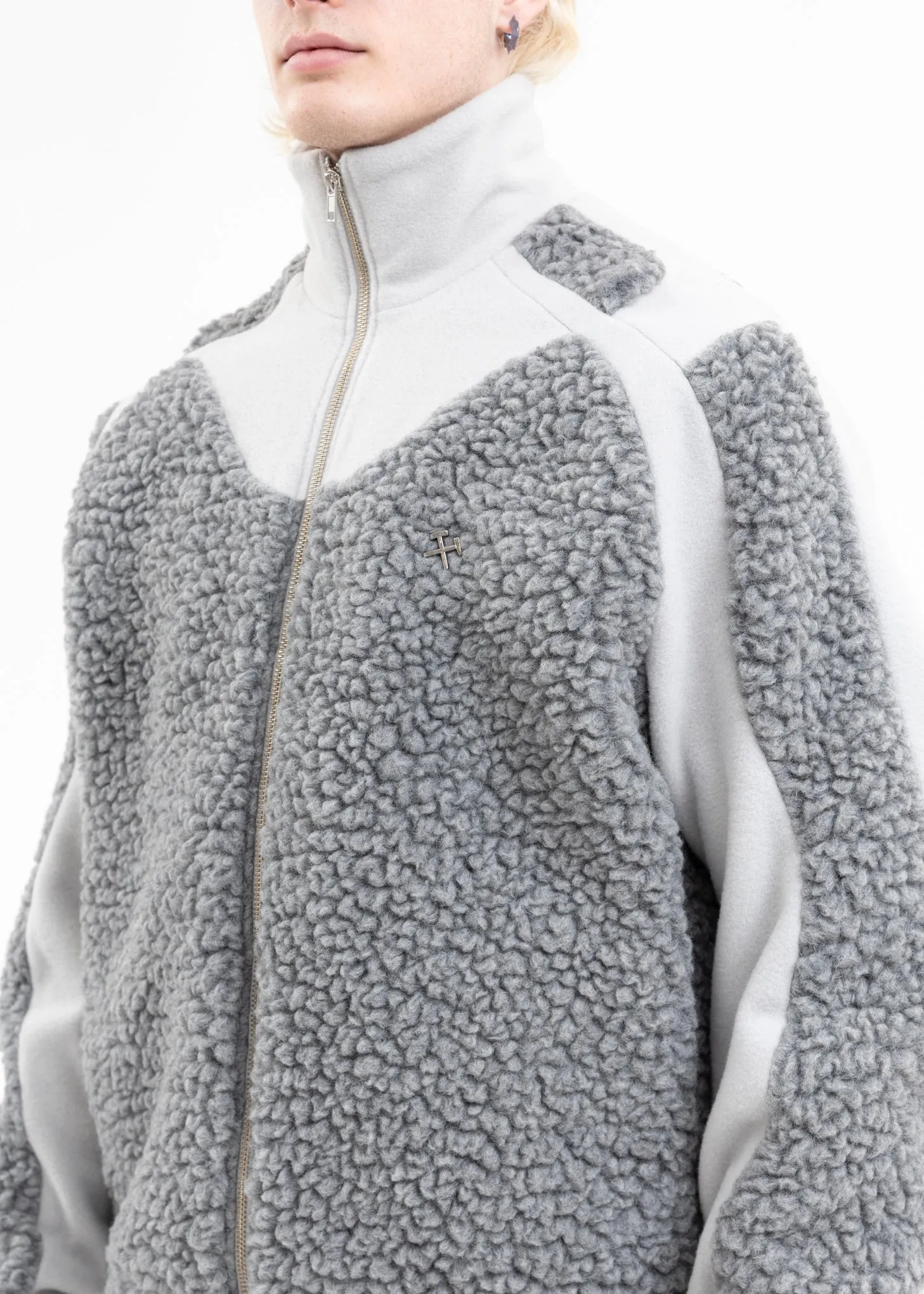 GREY TWO-TONE FLEECE JACKET