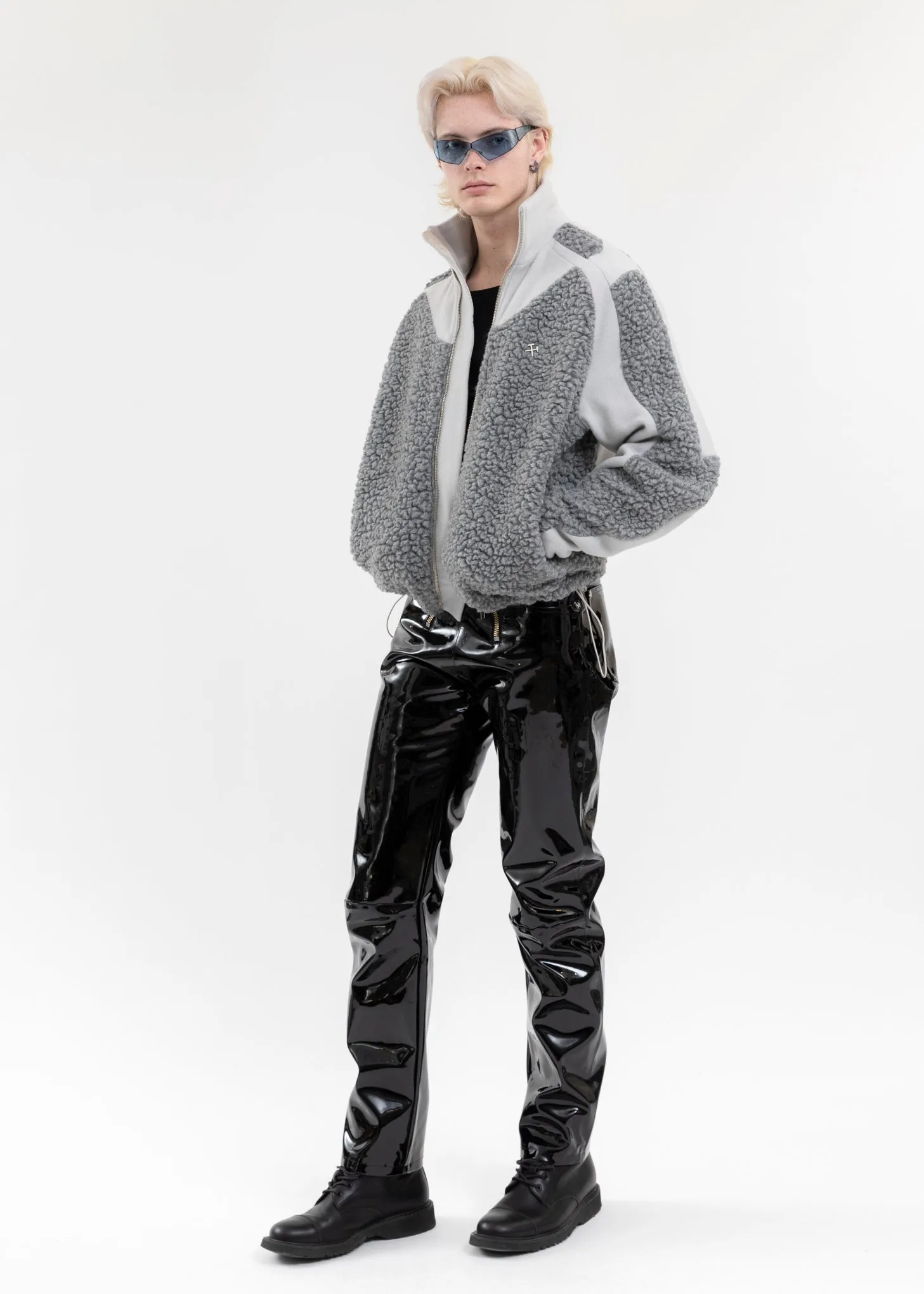 GREY TWO-TONE FLEECE JACKET
