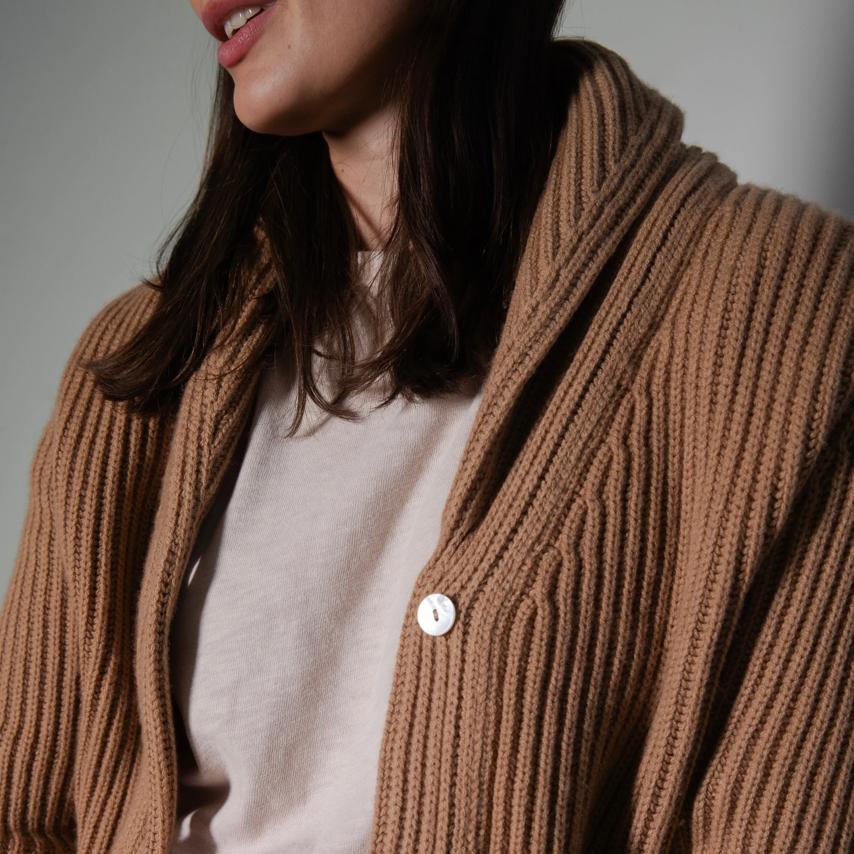Harpers Emporium Cashmere Shawl Cardigan in  Prarie Sand