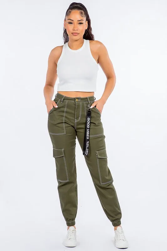 High Waist Denim Jogger Pants