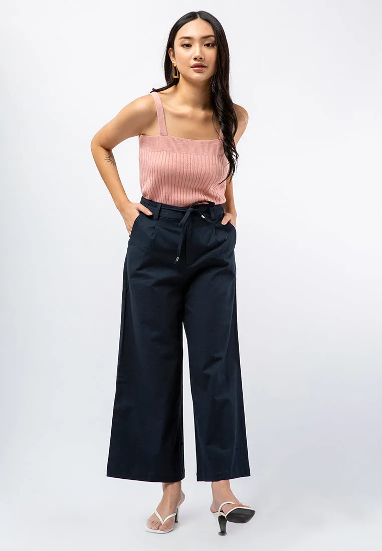 High Waist Linen Blend Pants