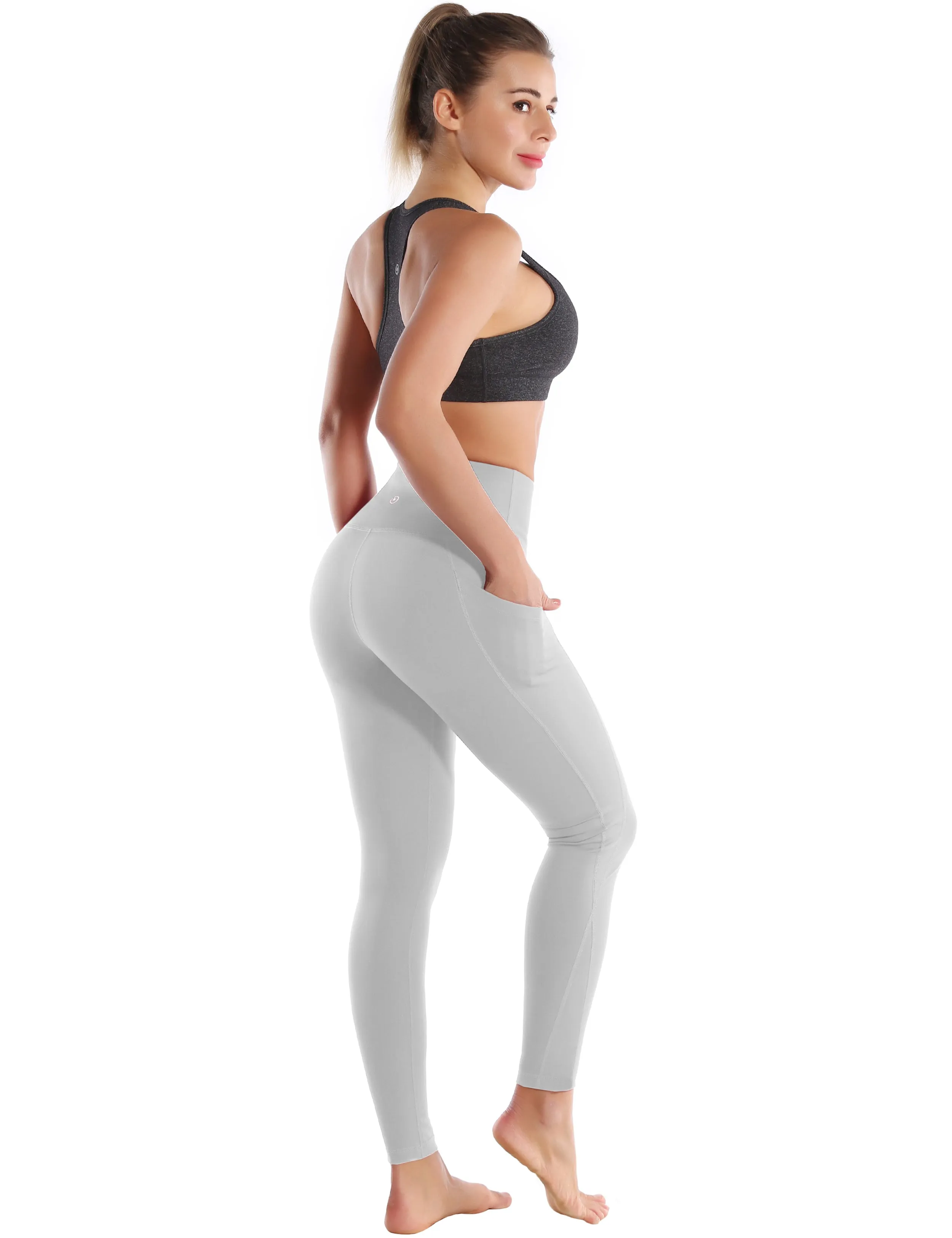 High Waist Side Pockets Jogging Pants lightgray_Jogging