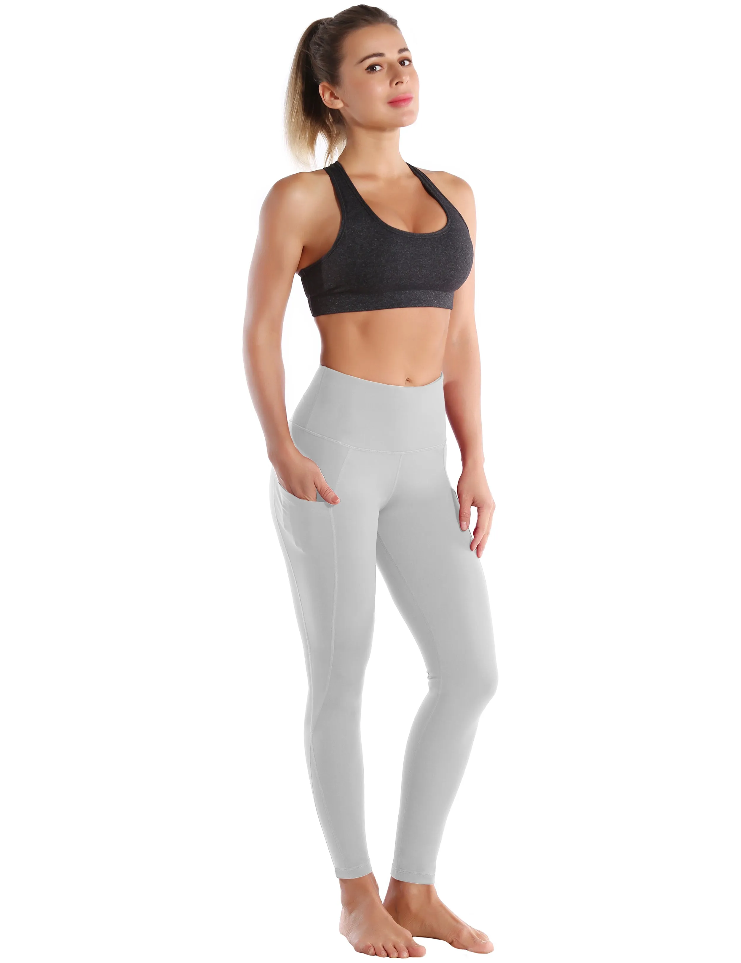 High Waist Side Pockets Jogging Pants lightgray_Jogging