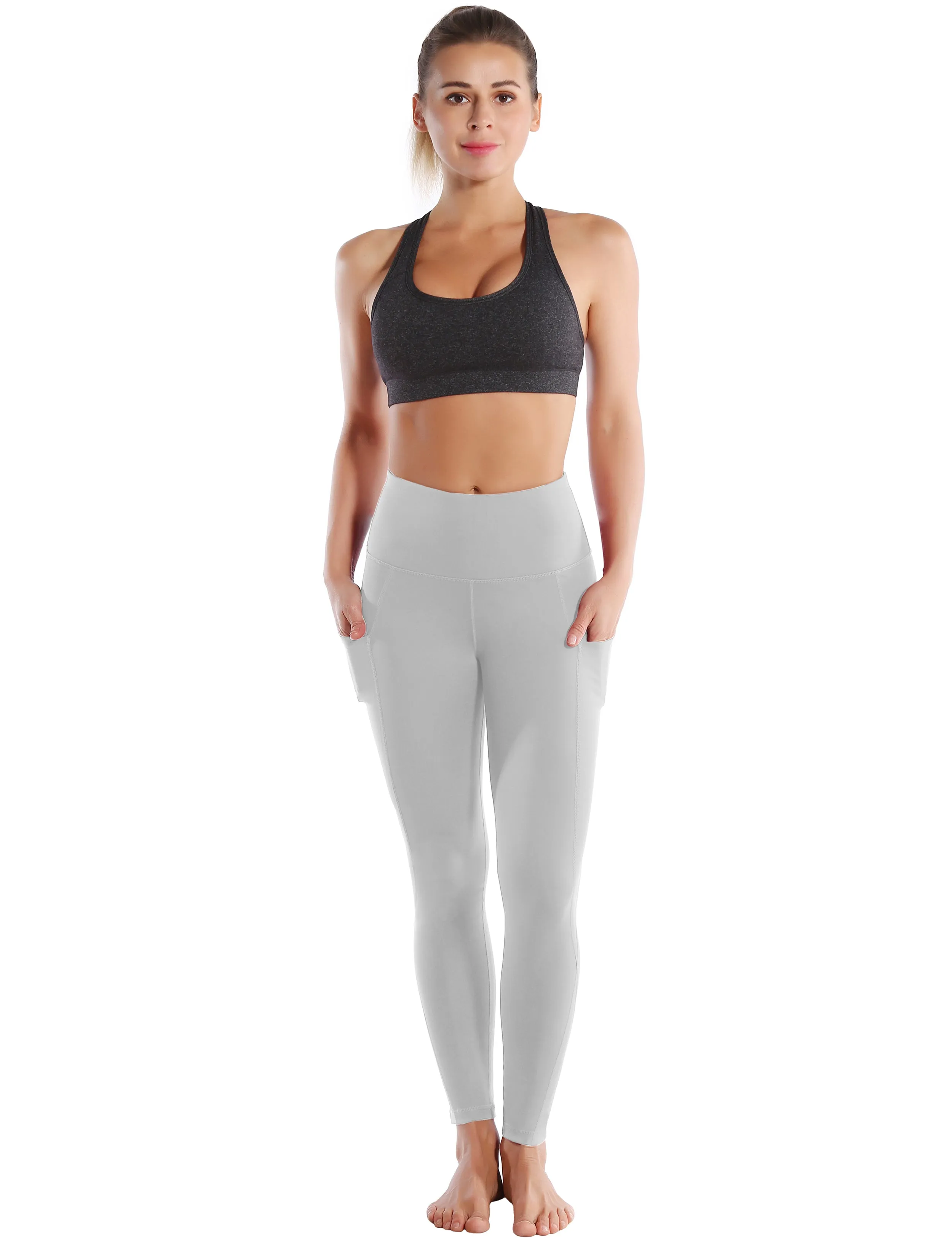 High Waist Side Pockets Jogging Pants lightgray_Jogging