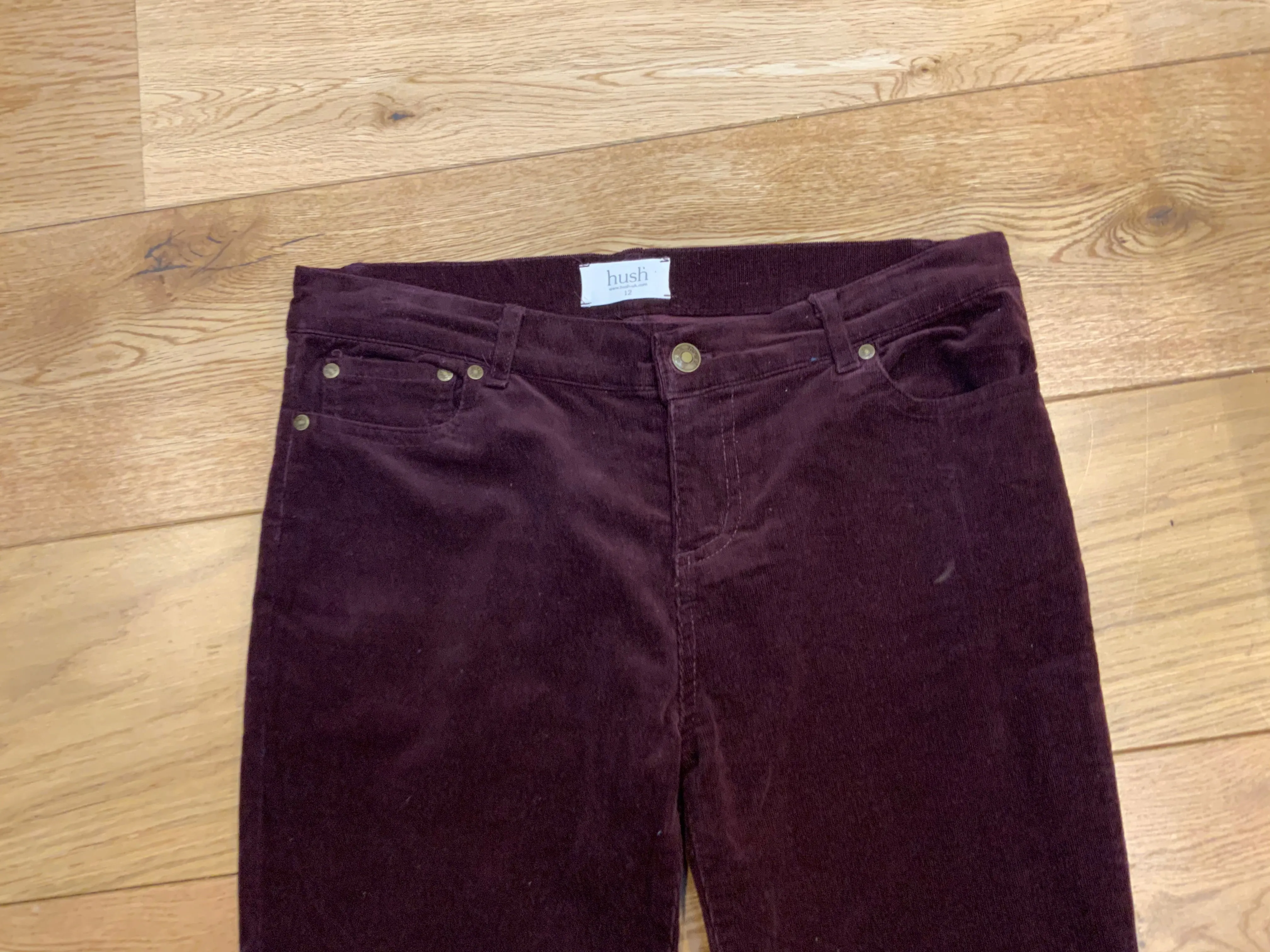 HUSH Burgundy SKINNY PANTS TROUSERS SIZE UK 12 US 8 ladies