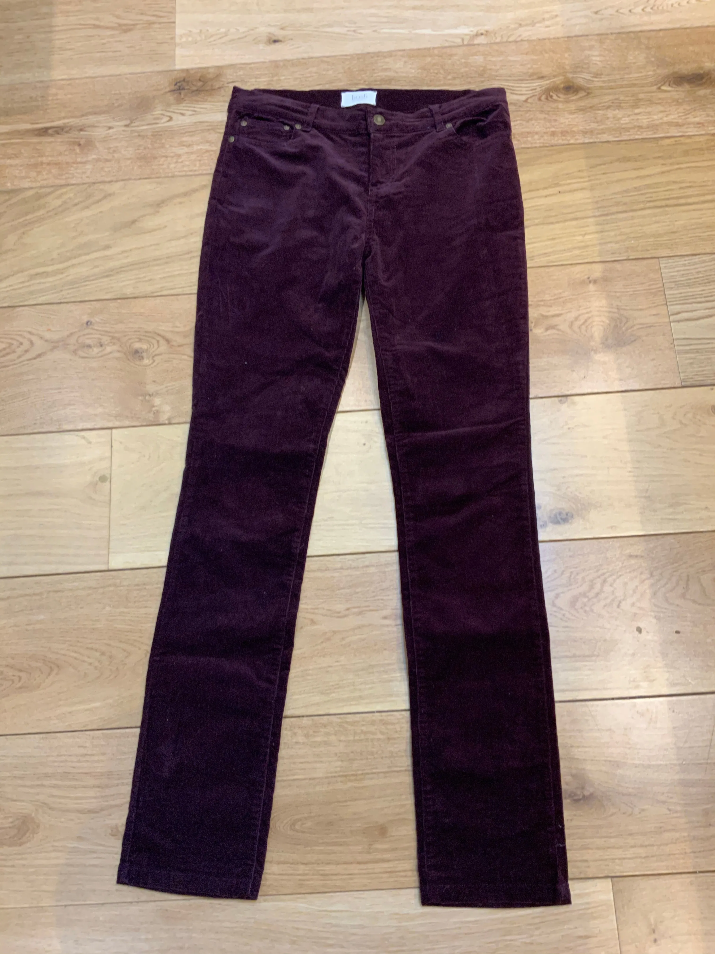 HUSH Burgundy SKINNY PANTS TROUSERS SIZE UK 12 US 8 ladies