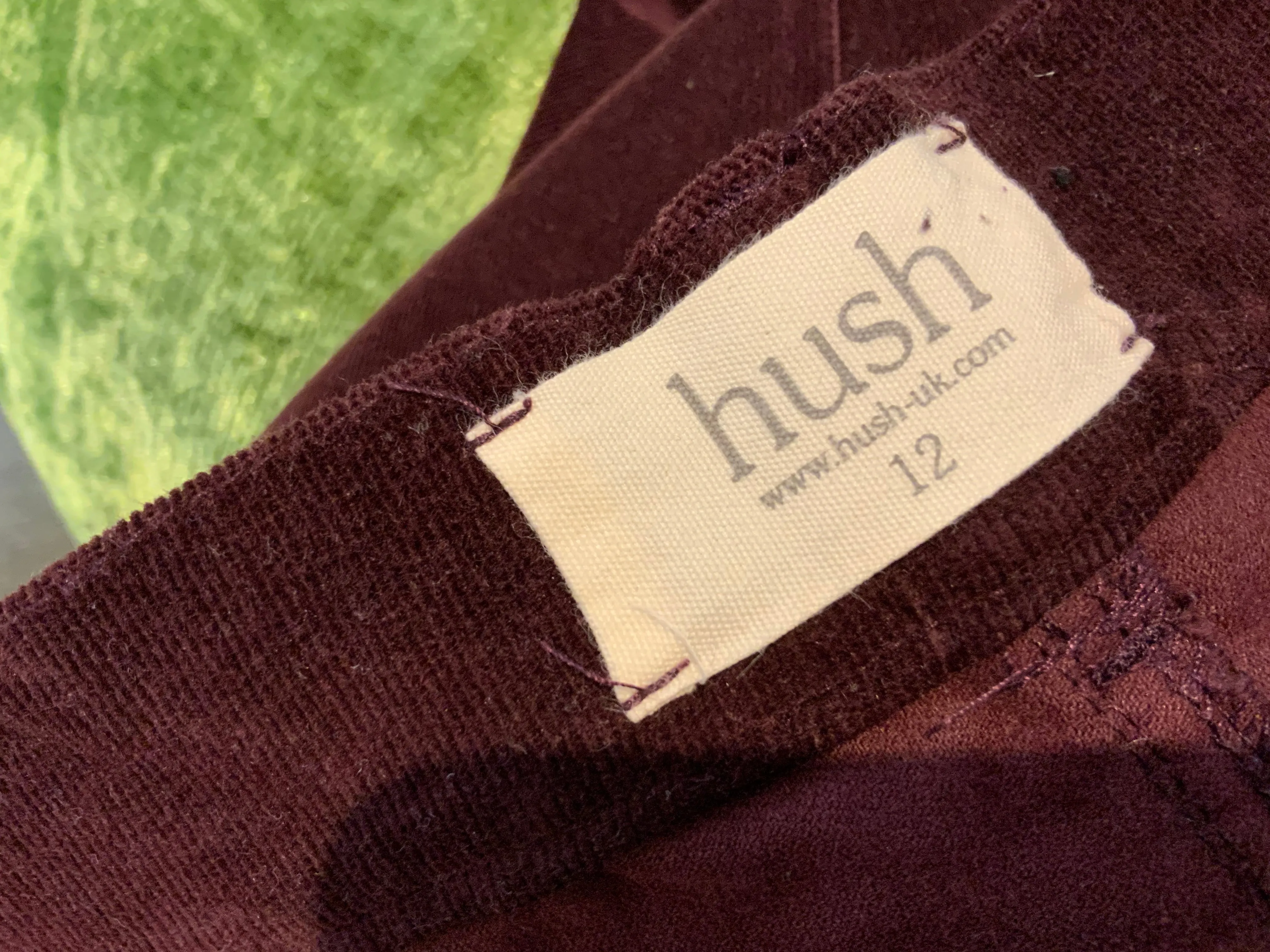 HUSH Burgundy SKINNY PANTS TROUSERS SIZE UK 12 US 8 ladies