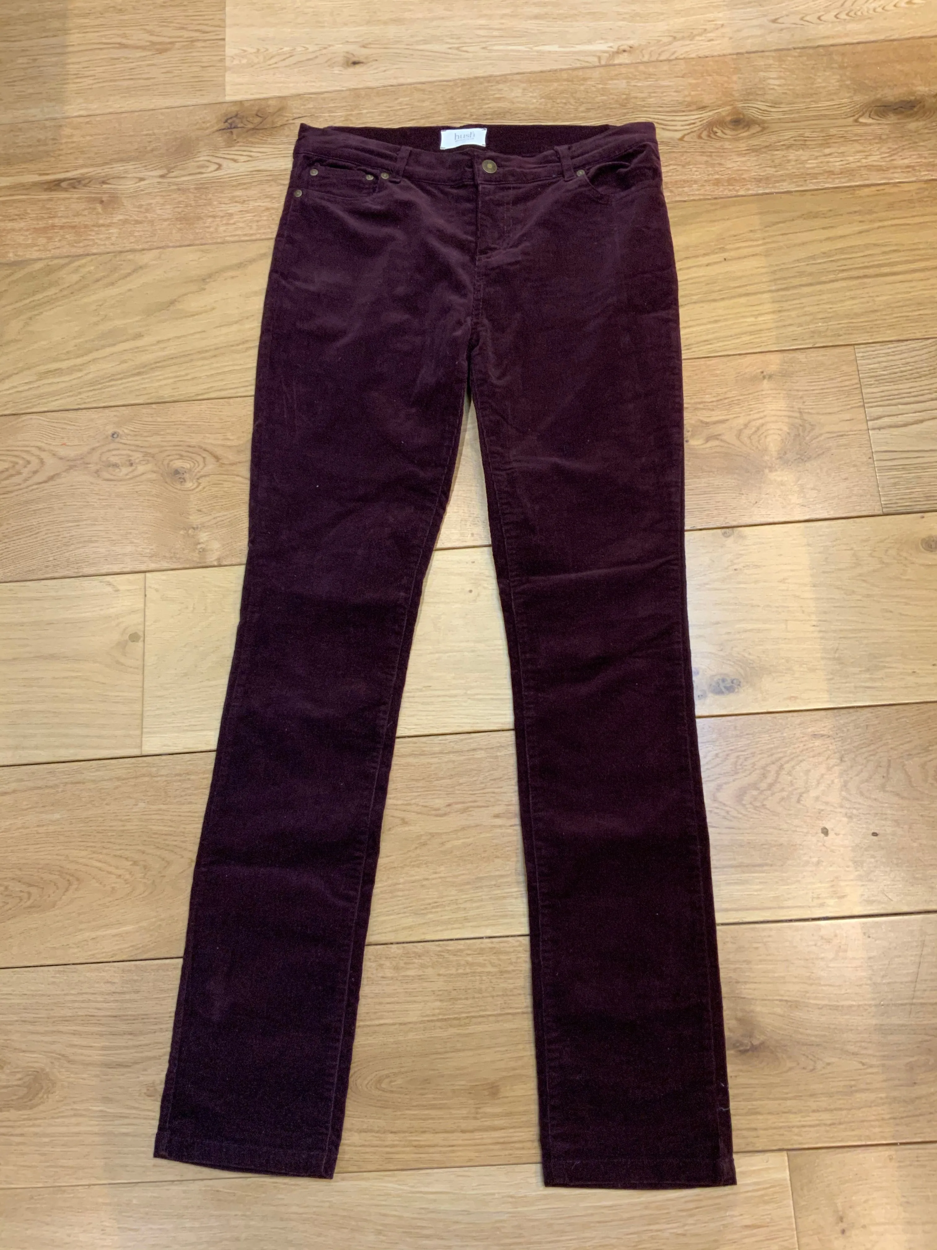 HUSH Burgundy SKINNY PANTS TROUSERS SIZE UK 12 US 8 ladies