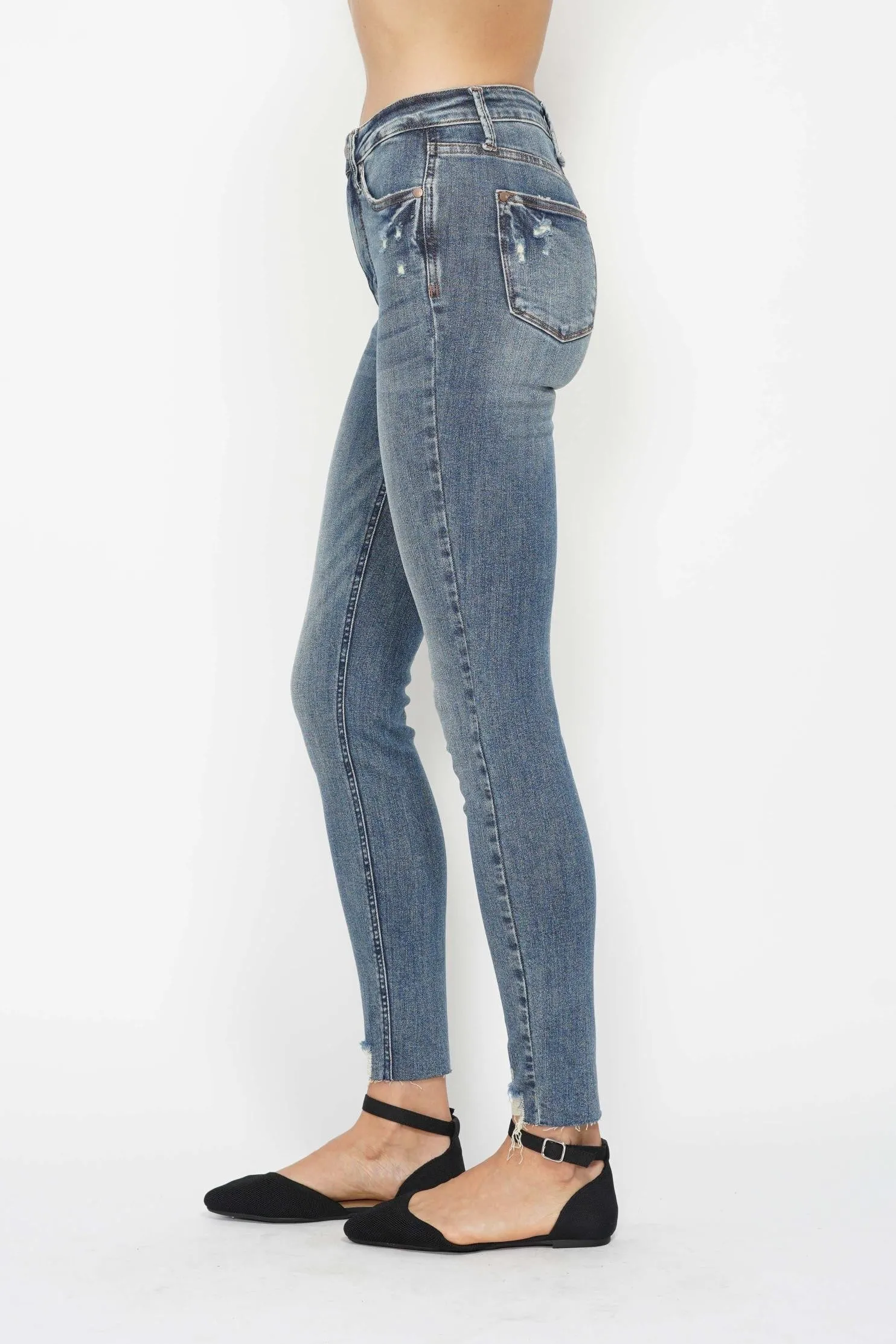 HW Vintage Wash Hem Destroy Skinny JB123