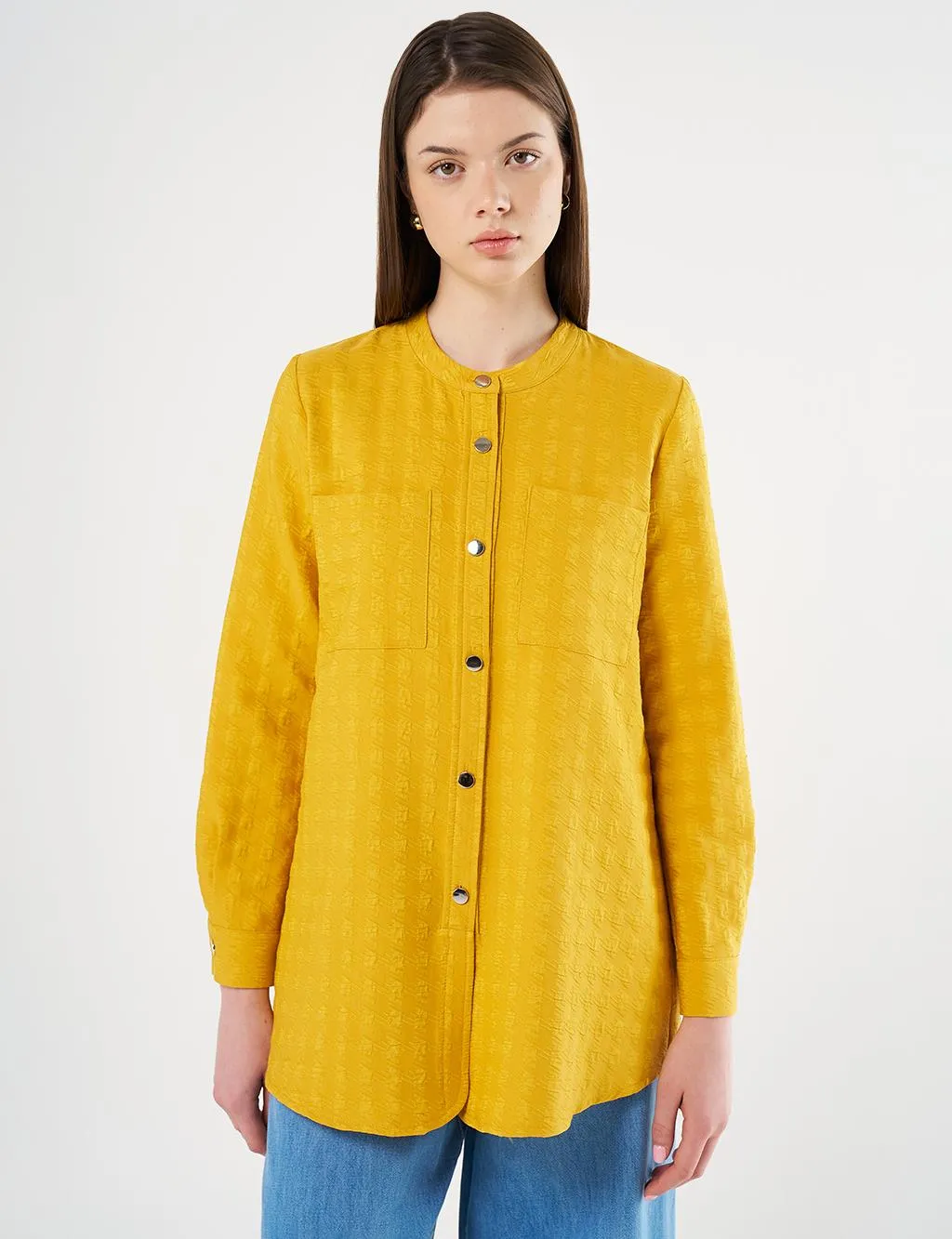 Judge Collar Embossed Tunic Mustard