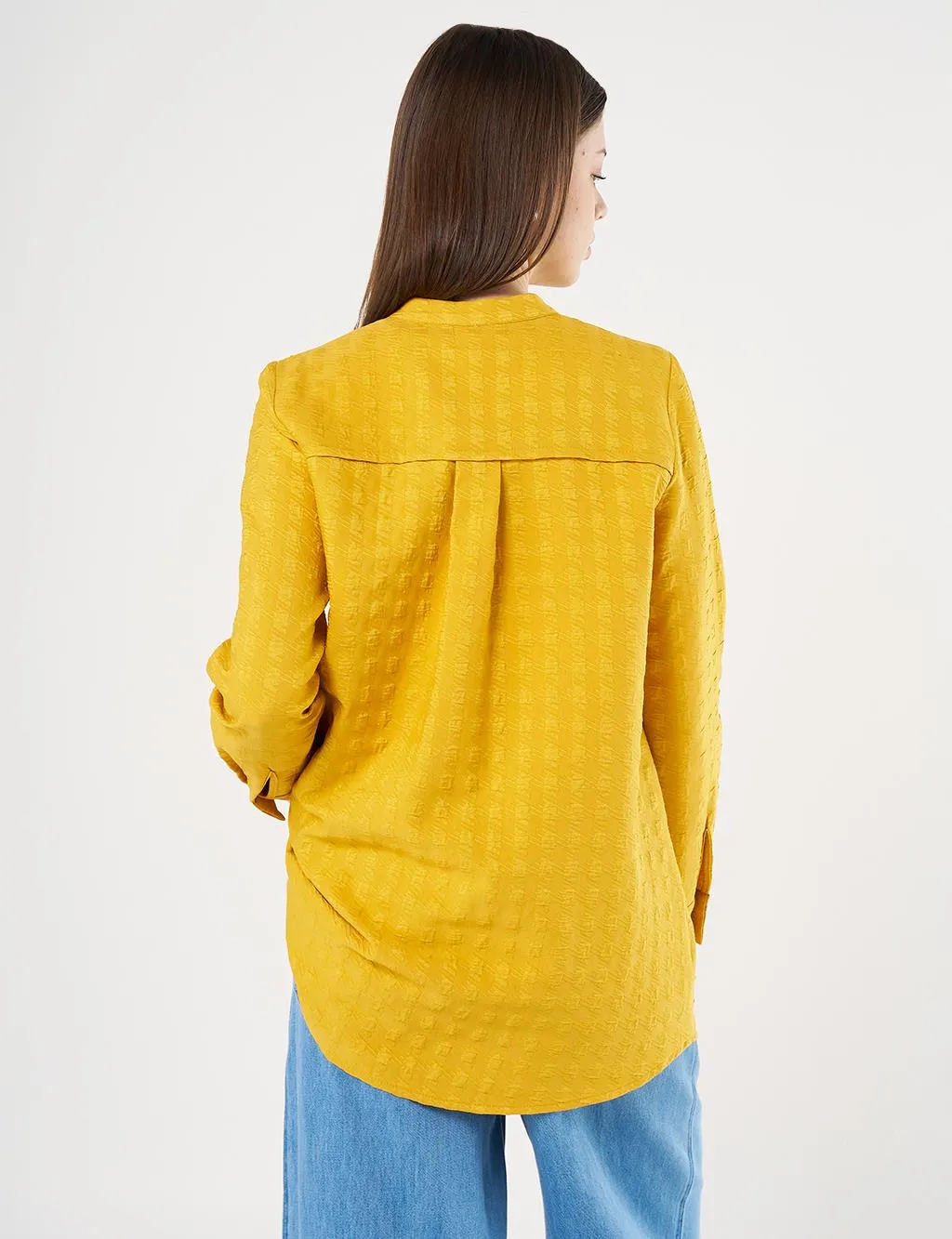 Judge Collar Embossed Tunic Mustard