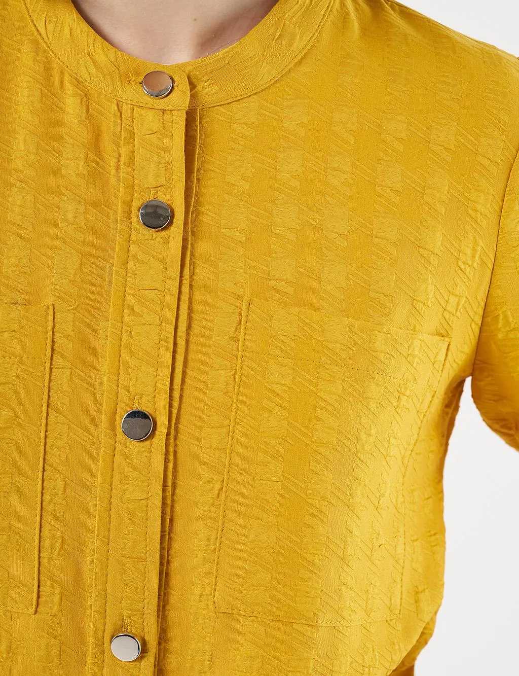 Judge Collar Embossed Tunic Mustard